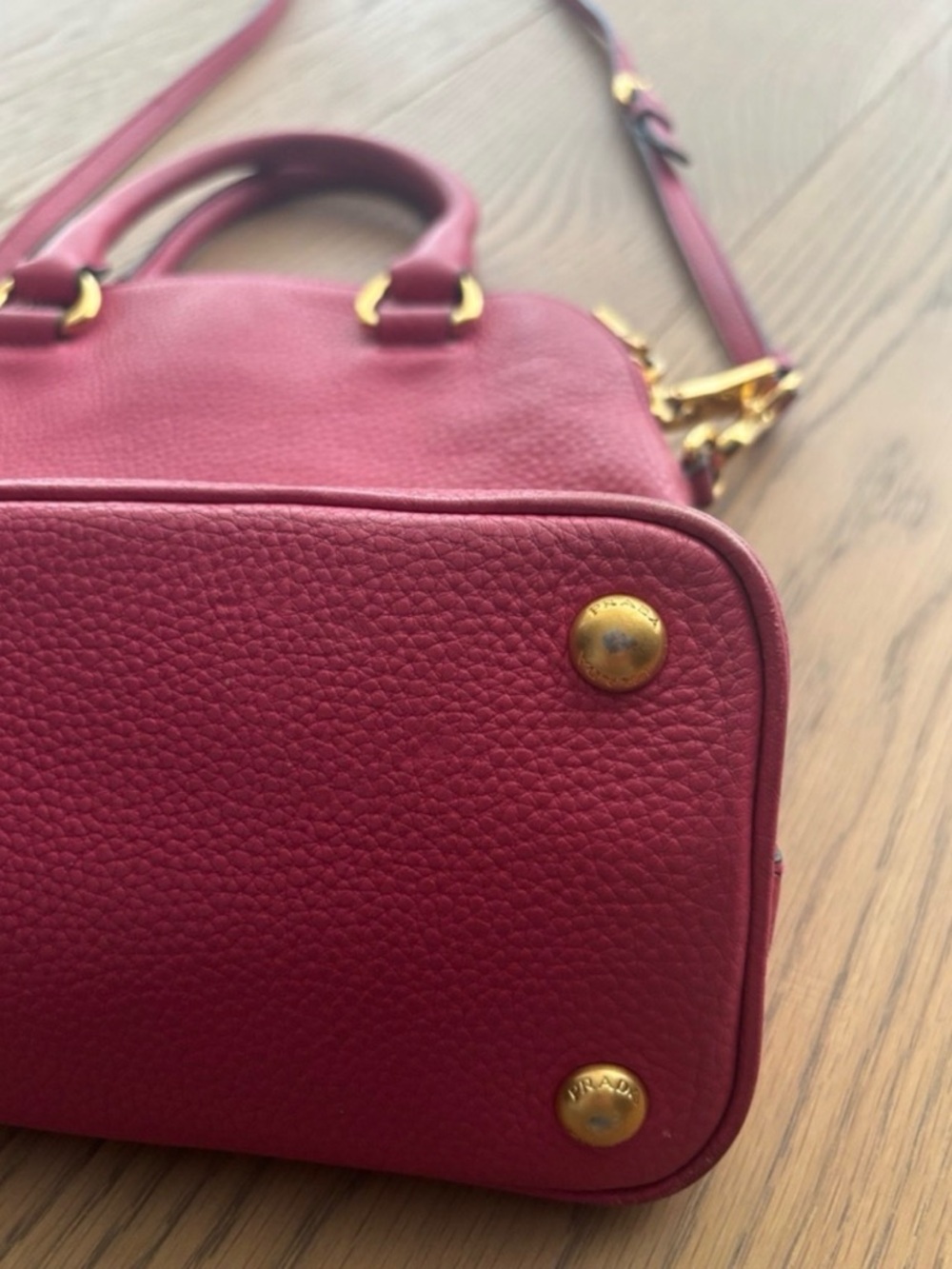 Prada Pink Pebbled Leather Crossbody Satchel with Gold Hardware - Picture 7 of 14
